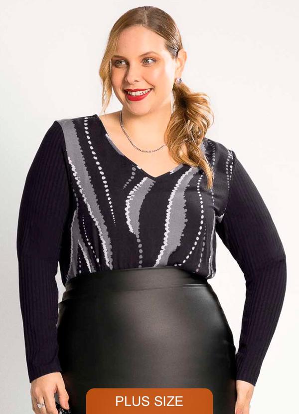 Habana - Blusa Feminina Plus Size Sofisticada Preto