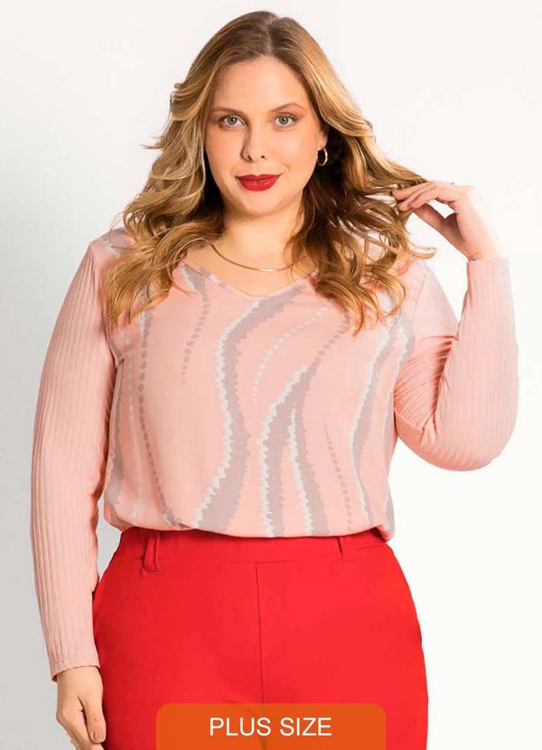 Habana - Blusa Feminina Plus Size Sofisticada Rosa
