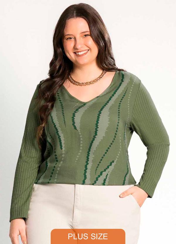 Habana - Blusa Feminina Plus Size Sofisticada Verde