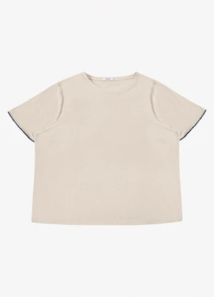 Secret Glam - Blusa Feminina Viscose Ponto Concha Bege - SECRET GLAM