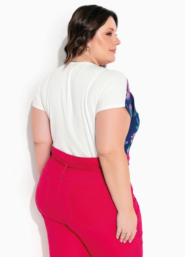 Marguerite - Blusa Floral Azul e Off White Plus Size 2