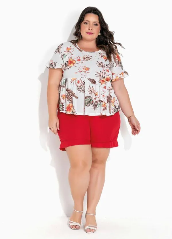 Marguerite - Blusa Floral Branca Plus Size 5