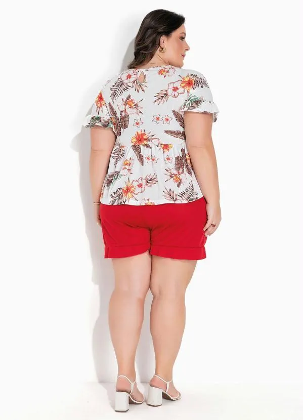 Marguerite - Blusa Floral Branca Plus Size 6