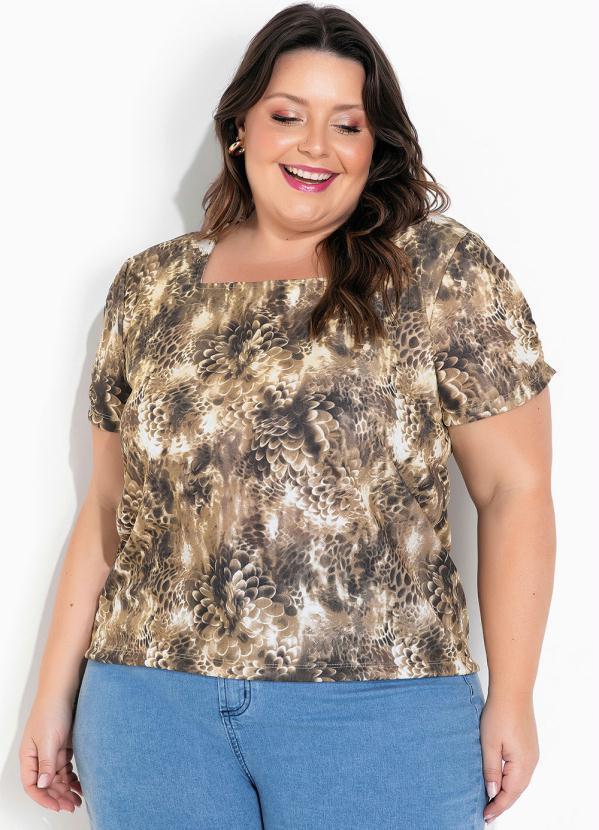 Marguerite - Blusa Floral com Franzidos Plus Size