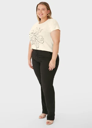 Malwee - Blusa Floral em Malha Plus Off White - MALWEE