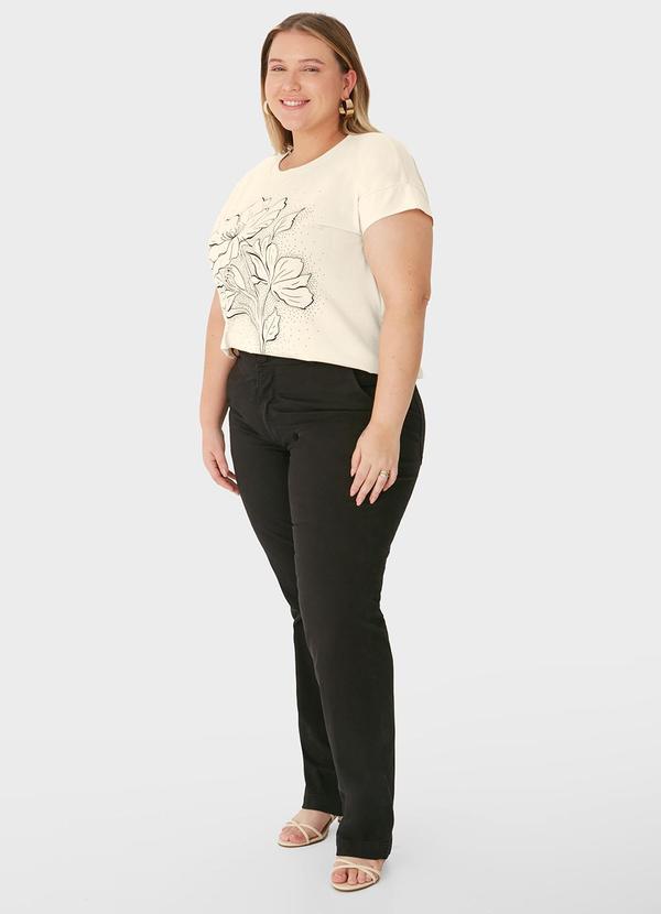 Malwee - Blusa Floral em Malha Plus Off White