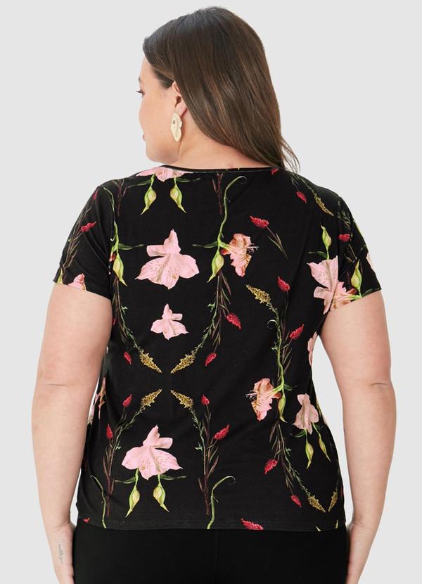 Malwee - Blusa Floral em Malha Plus Preto 2