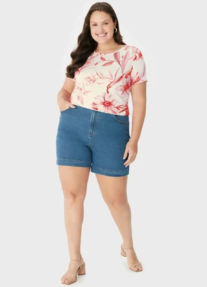 Malwee - Blusa Floral em Malha Viscose PlusVermelho - MALWEE