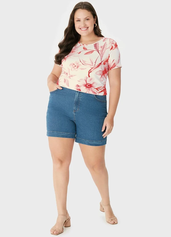 Malwee - Blusa Floral em Malha Viscose PlusVermelho 2