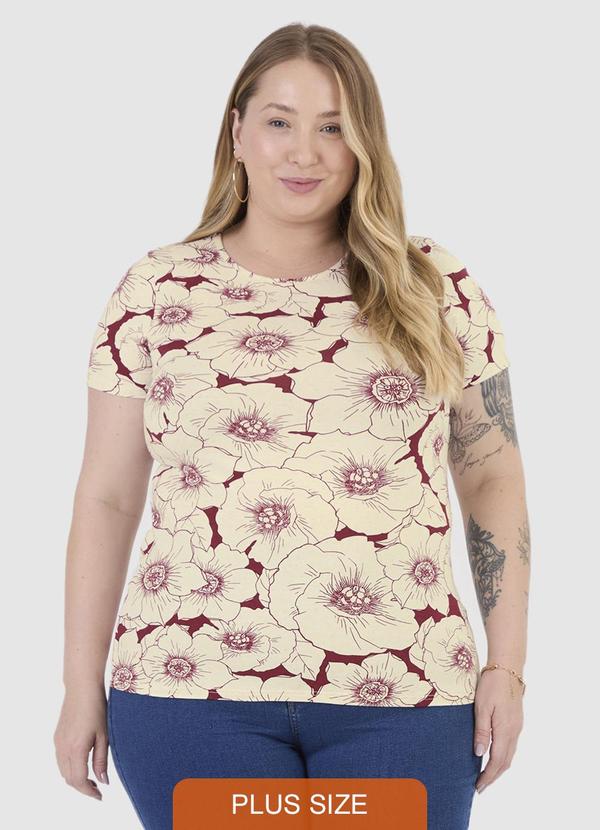 Malwee - Blusa Floral em Viscolinho Plus Vermelho