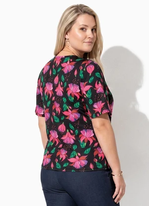 Marguerite - Blusa Floral Exótico em Jersey Acetinado - MARGUERITE