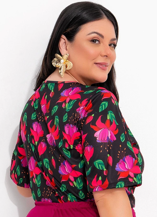 Marguerite - Blusa Floral Exótico em Jersey Acetinado 7