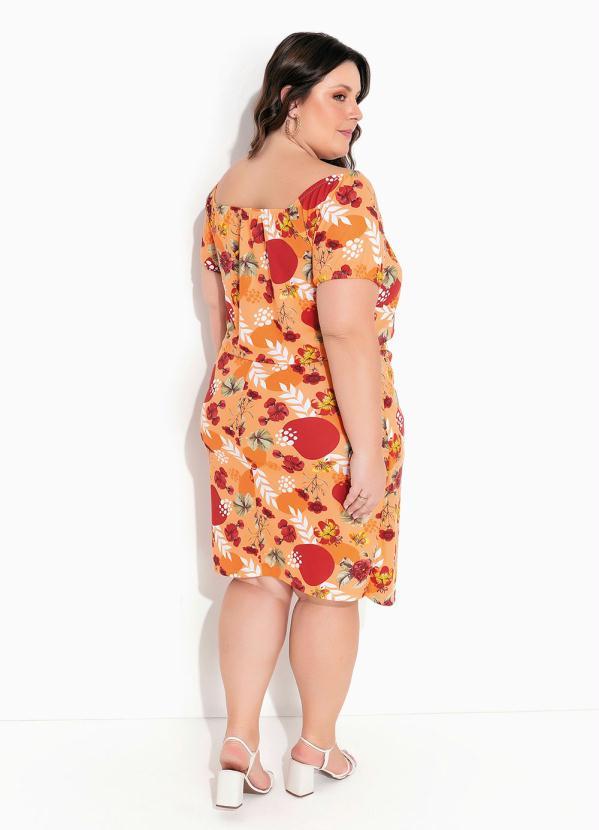 Queima Estoque - Blusa Floral Laranja Ciganinha Plus Size 1