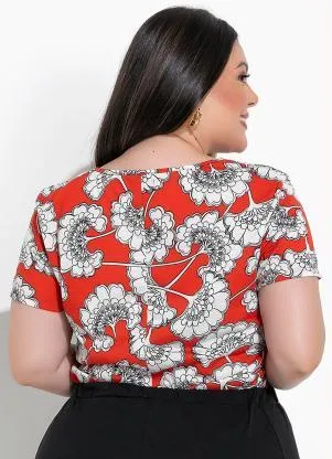 Marguerite - Blusa Floral Laranja em Malha - MARGUERITE