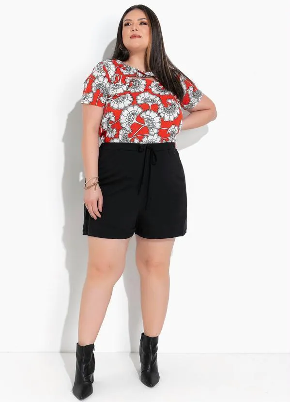 Marguerite - Blusa Floral Laranja em Malha 2