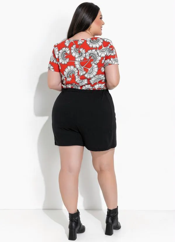 Marguerite - Blusa Floral Laranja em Malha 1