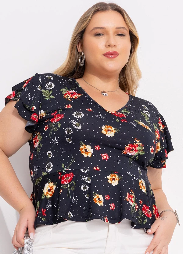 Marguerite - Blusa Floral Poá em Malha Fria 2
