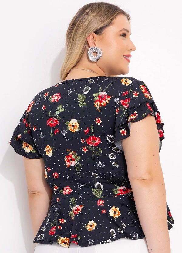 Marguerite - Blusa Floral Poá em Malha Fria 3