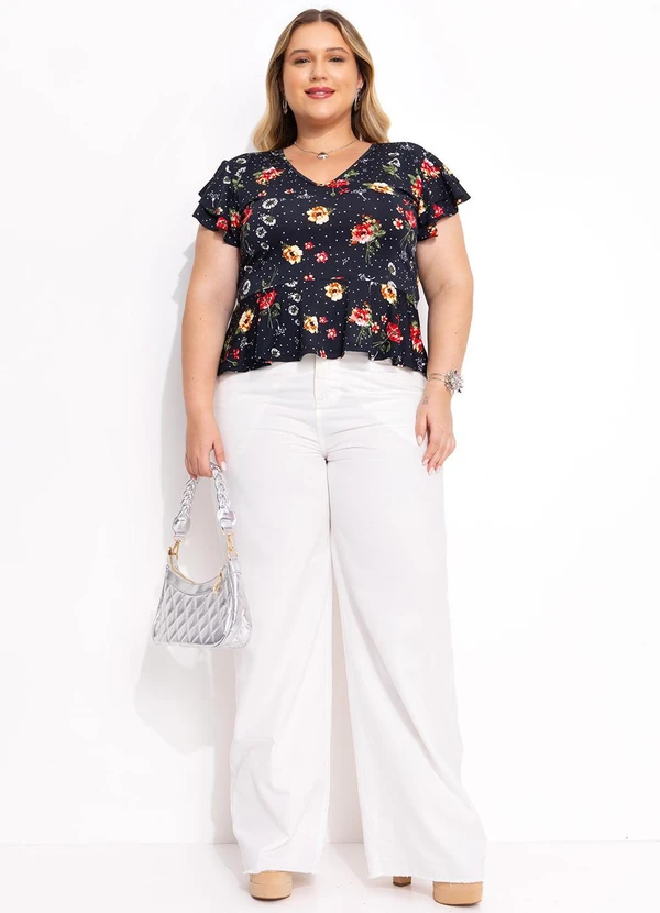 Marguerite - Blusa Floral Poá em Malha Fria 4
