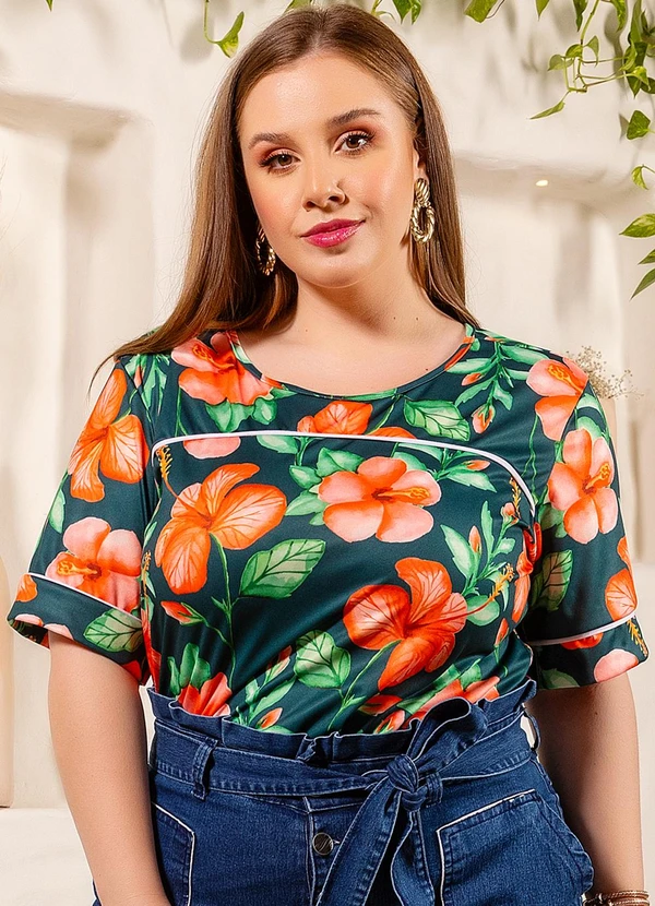 Marguerite - Blusa Floral Verde em Malha
