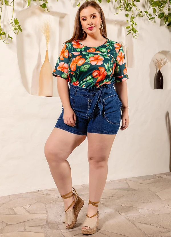 Marguerite - Blusa Floral Verde em Malha 2