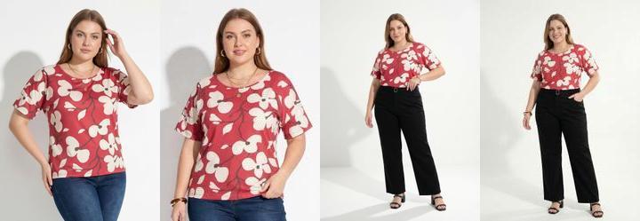 Blusa Floral Vermelho em Malha Fria