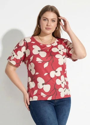 Marguerite - Blusa Floral Vermelho em Malha Fria - MARGUERITE