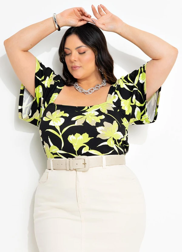 Marguerite - Blusa Floral Vibrante em Malha de Viscose 6