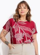 Blusa Folhagem Barrada em Malha Fria