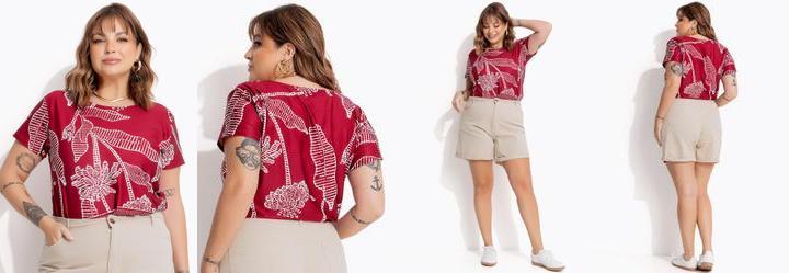 Blusa Folhagem Barrada em Malha Fria