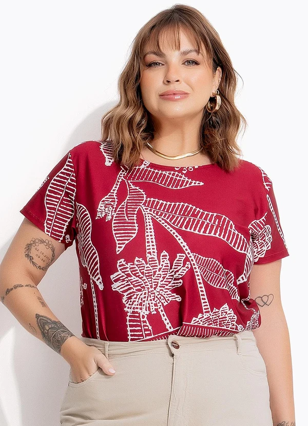 Marguerite - Blusa Folhagem Barrada em Malha Fria 1