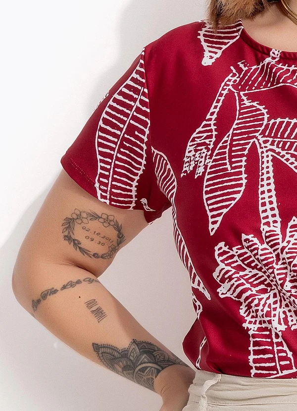 Marguerite - Blusa Folhagem Barrada em Malha Fria 9