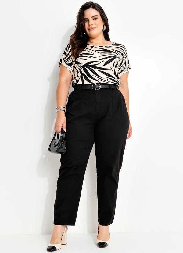 Marguerite - Blusa Folhagem Preta em Malha de Viscose 3