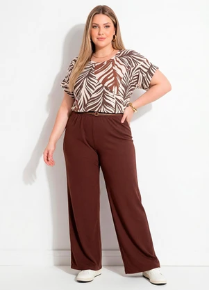 Marguerite - Blusa Folhagem Roxa em Malha de Viscose - MARGUERITE