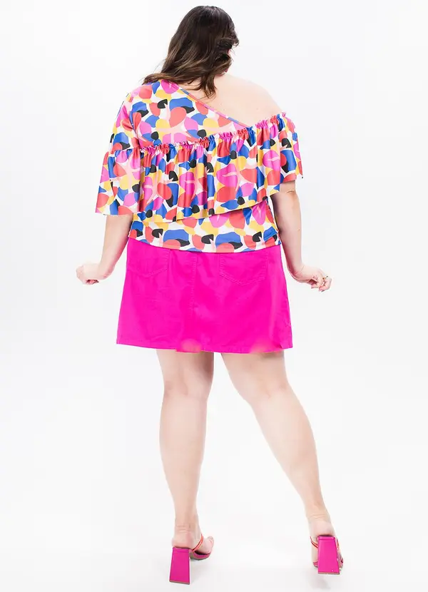 Marguerite - Blusa Geométrica Colorida em Jersey Acetinado 2