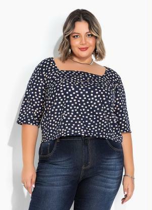 Blusa (Geométrica) com Decote Quadrado Plus Size Blusa (Geométrica) com Decote Quadrado Plus Size