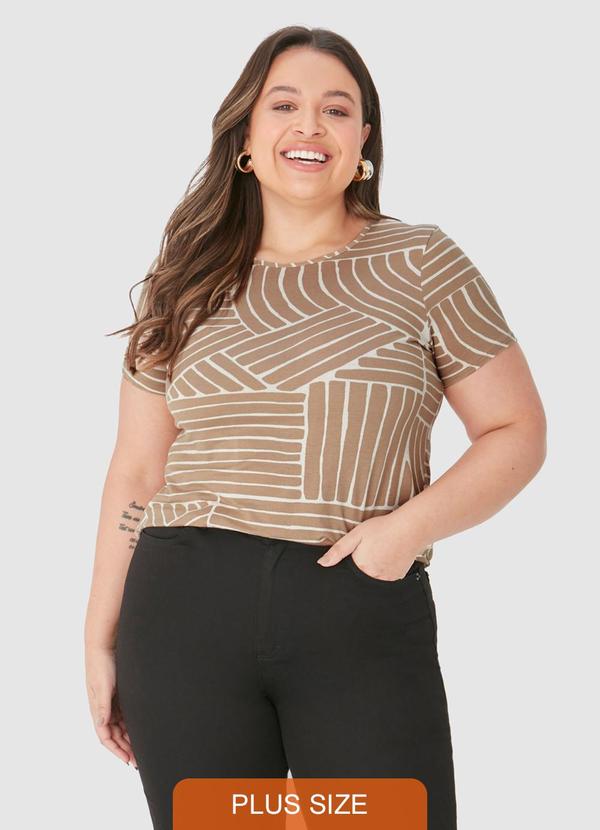 Malwee - Blusa Geométrica em Viscolinho Plus Bege 6