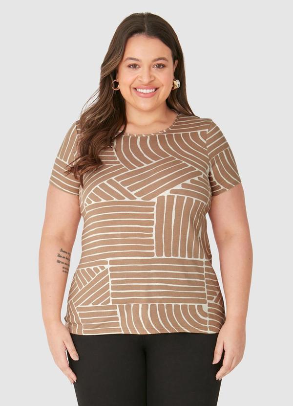 Malwee - Blusa Geométrica em Viscolinho Plus Bege 5