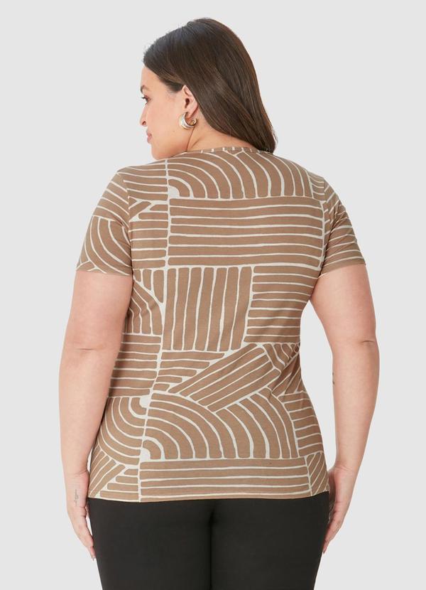 Malwee - Blusa Geométrica em Viscolinho Plus Bege 4