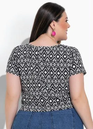 Marguerite - Blusa Geométrico Preto em Malha Cotton - MARGUERITE