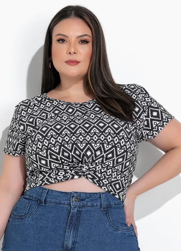 Marguerite - Blusa Geométrico Preto em Malha Cotton 5