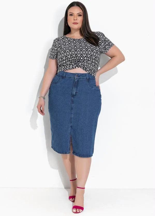 Marguerite - Blusa Geométrico Preto em Malha Cotton 3