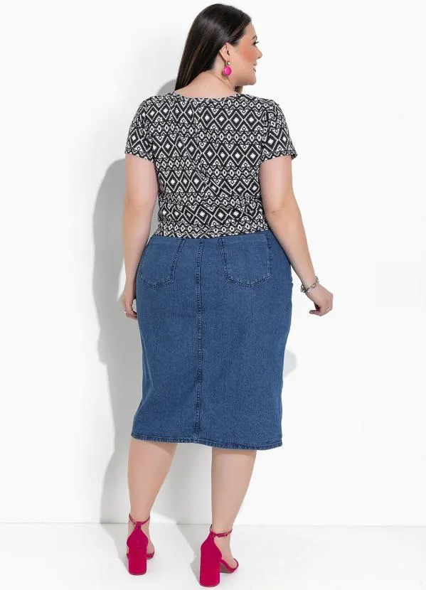 Marguerite - Blusa Geométrico Preto em Malha Cotton 2