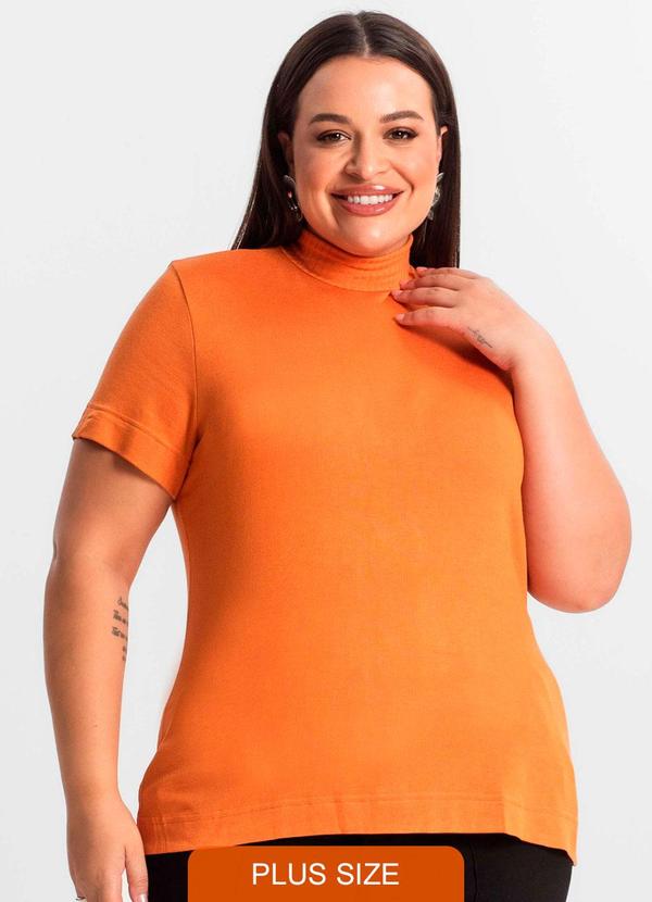Secret Glam - Blusa Gola Alta Feminina Plus Size Laranja 4