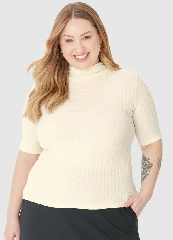Malwee - Blusa Justa Texturizada Plus Bege 1