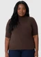 Malwee - Blusa Justa Texturizada Plus Marrom - variação: Marrom