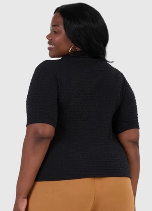 Malwee - Blusa Justa Texturizada Plus Preto - MALWEE