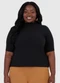 Malwee - Blusa Justa Texturizada Plus Marrom - variação: Preto