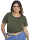 Marguerite - Blusa Amarela Plus Size com Lapela Decorativa - variação: Verde Militar