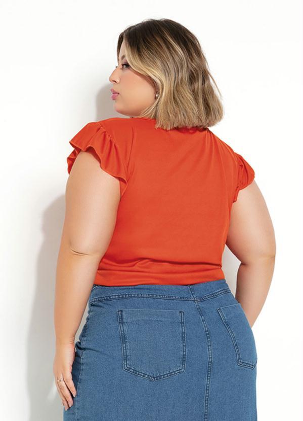 Marguerite - Blusa Laranja com Babados Plus Size 4